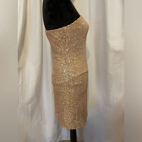 Crystal Sky Champaign Sequine Sleeveless Mini Dress Size Medium - Picture 6 of 8